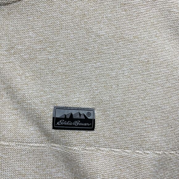 Eddie Bauer XXL Medium Weight Sweatshirt Beige‎ 1/4 Snap Slit Pockets - Picture 3 of 6